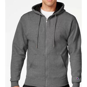 Champion Men's Powerblend Fleece Full Zip Hoodie -Gray 2XL XXL NWT